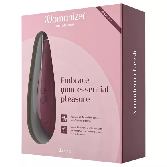 Womanizer Classic 2 - klitorisvibrator med lufttryk - genopladelig - rød