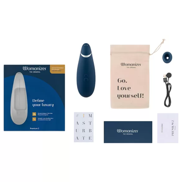 Womanizer Premium 2 - klitorisvibrator med lufttryk - blå