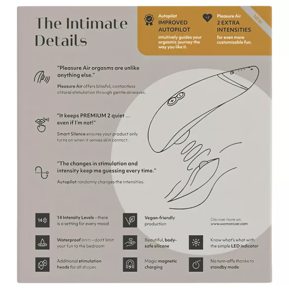 Womanizer Premium 2 - klitorisvibrator med lufttryk - hvid