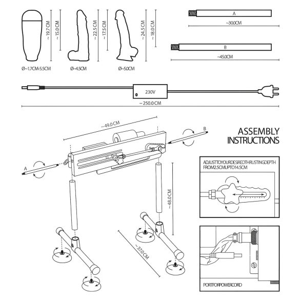 The Banger Fucking Machine - dobbelt sexmaskine med 2 dildoer og 1 kunstskede