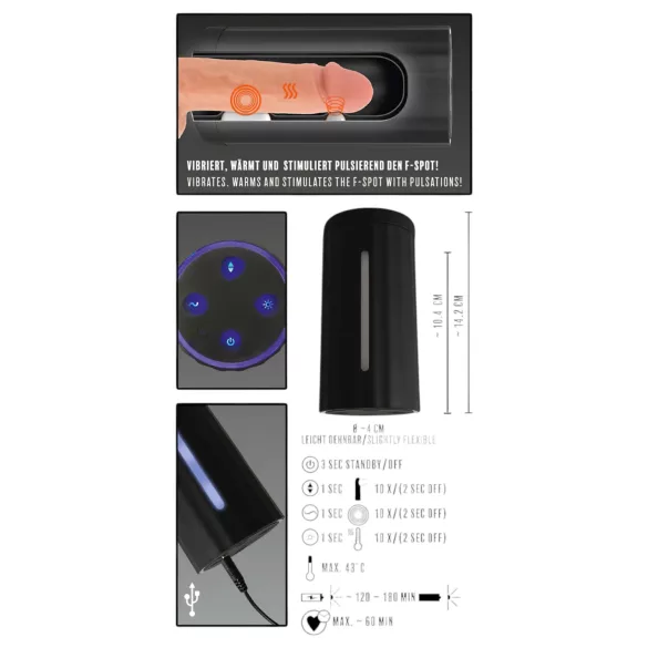 Rebel - blowjob masturbator - 3 funktioner - genopladelig - sort