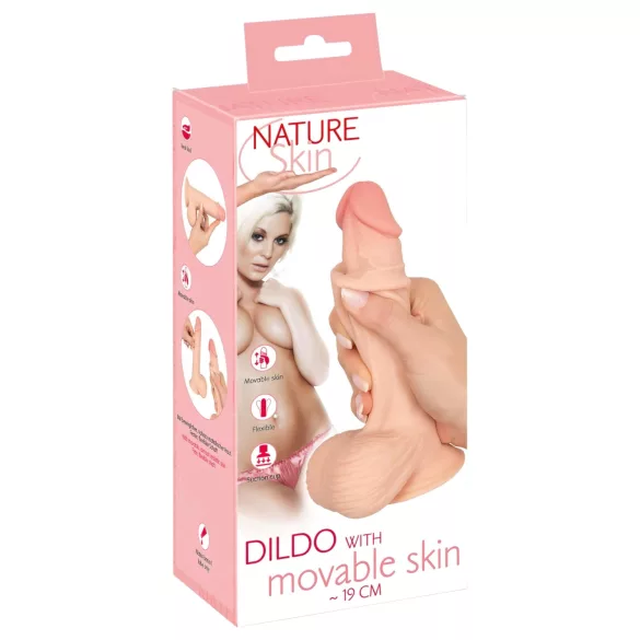 Nature Skin - dildo med hud - 19 cm (naturfarvet)