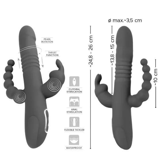SMILE Triple - vibrator med tre arme og rotation/stød - genopladelig - lilla