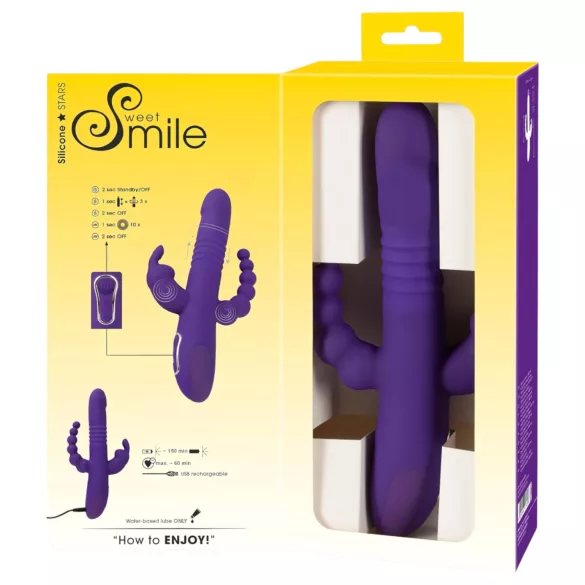 SMILE Triple - vibrator med tre arme og rotation/stød - genopladelig - lilla
