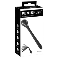   Penisplug dilator - genopladelig, vibrerende dilator (1 cm, sort)