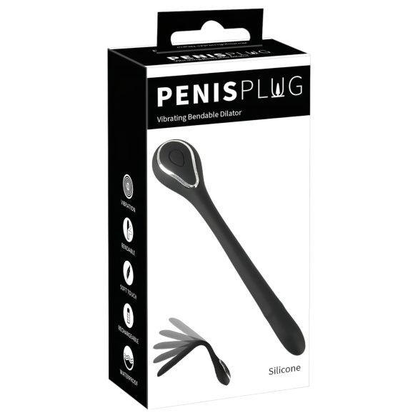 Penis Plug - vibrerende dilator - genopladelig - 1cm sort