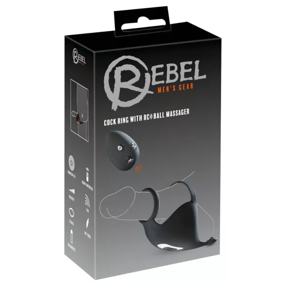 Rebel - penisring med kuglevibrator - genopladelig - sort