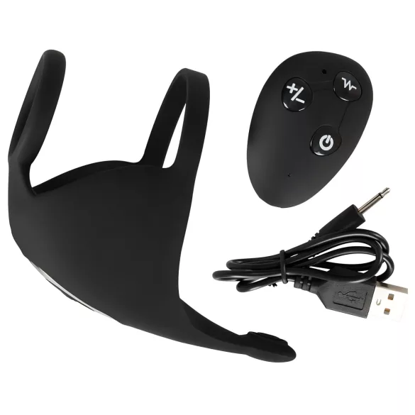 Rebel - penisring med kuglevibrator - genopladelig - sort