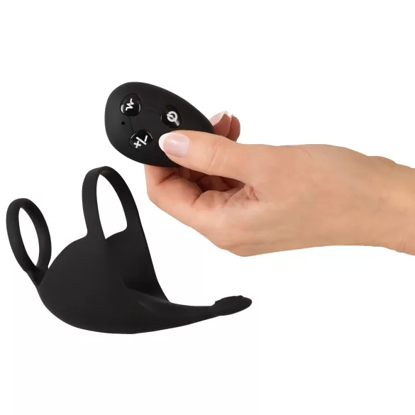 Rebel - penisring med kuglevibrator - genopladelig - sort