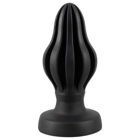 ANOS - ribbet blød anal plug - 5 cm (sort)