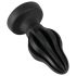ANOS - ribbet blød anal plug - 5 cm (sort)