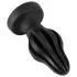 ANOS - rillet blød buttplug - 7 cm (sort)