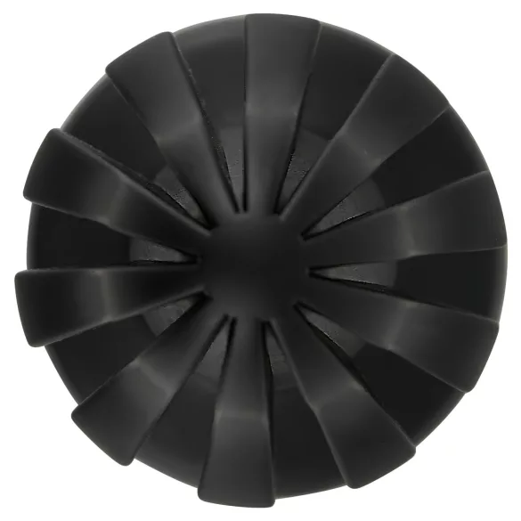 ANOS - rillet blød buttplug - 7 cm (sort)