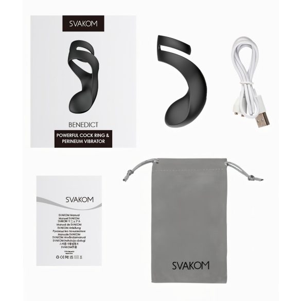 Svakom Benedict - penisring med vibration - perineumstimulerende - sort