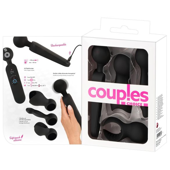 Couples Choice - parvibrator med varme - genopladelig - sort