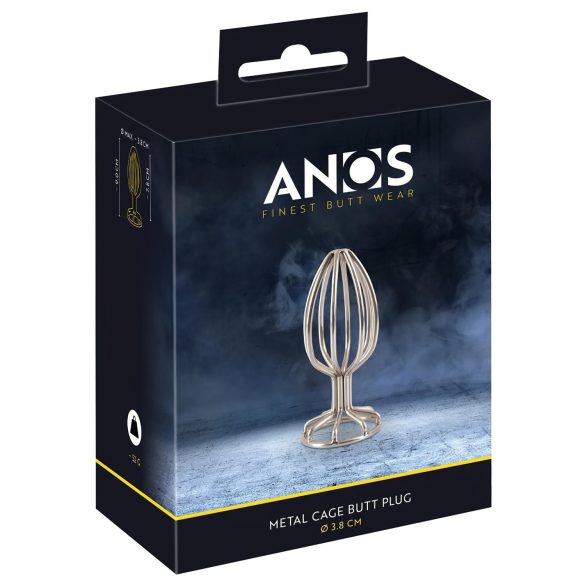 ANOS Metal anal plug 3,8cm - Sølv med metalbur