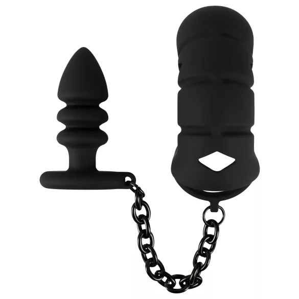 Black Velvets - silikone peniskurv med anal plug (sort)