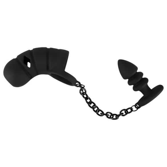 Black Velvets - silikone peniskurv med anal plug (sort)