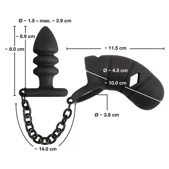 Black Velvets - silikone peniskurv med anal plug (sort)