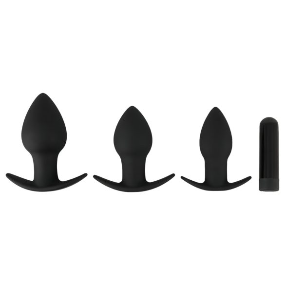 Black Velvets - anal vibrator sæt - genopladelig - 3 dele - sort