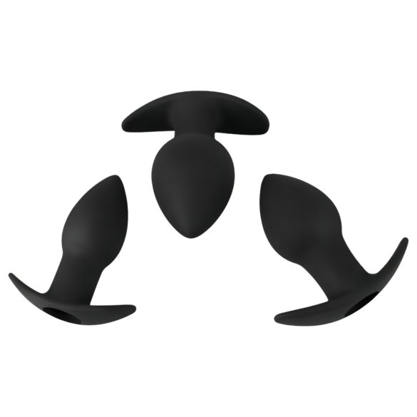 Black Velvets - anal vibrator sæt - genopladelig - 3 dele - sort