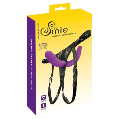 SMILE - strap-on dobbelt dildo med trusser - lilla/sort