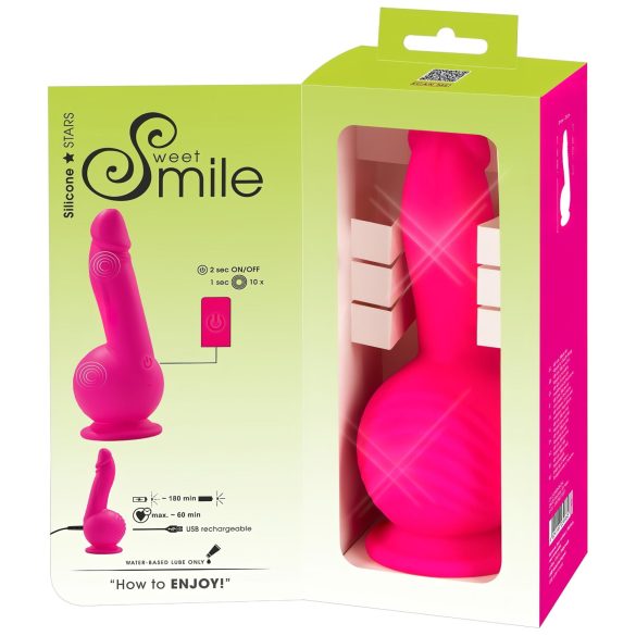 SMILE Powerful - vibrator med 2 motorer - genopladelig - sugekop - pink