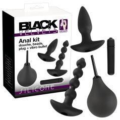Black Velvets - anal vibrator sæt - 4 dele - sort silicone