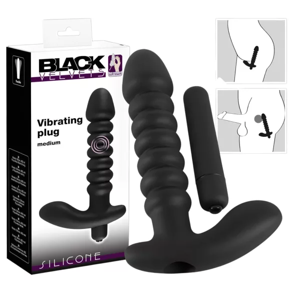Black Velvets - vibrator med riller - mellem - sort