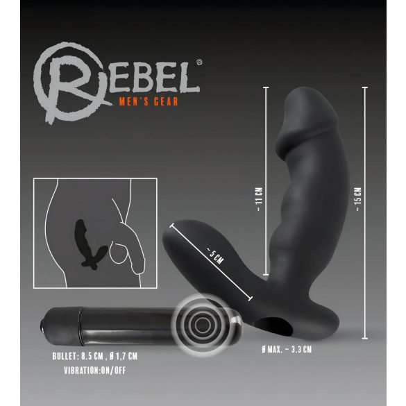 Rebel - prostata vibrator med penis - sort