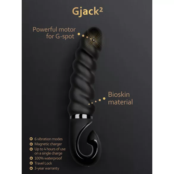 Gvibe G-jack 2 - genopladelig G-punkts vibrator - vandtæt silikone - sort