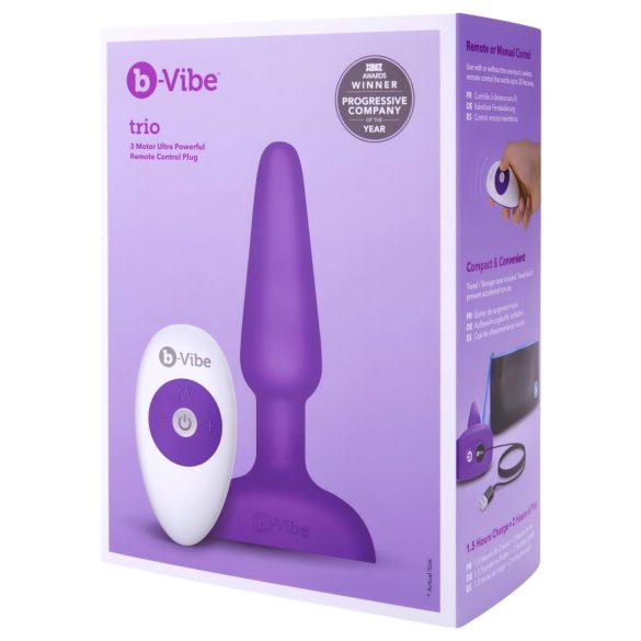b-Vibe trio - 3-motors anal vibrator (lilla)