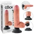 King Cock - dildo med vibrator og sugekop - 18 cm - natur