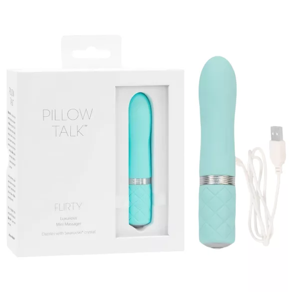 Pillow Talk Flirty - vibratorstav genopladelig - turkis