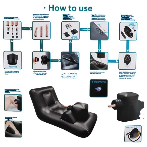 Dark Magic - elektrisk elskovsmaskine med seng (sort)