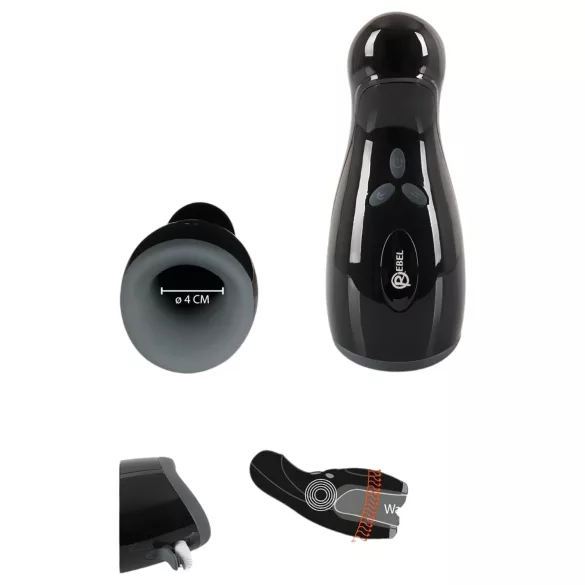 Rebel - masturbator med varme og vibration - bevægelig - sort