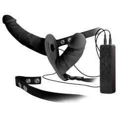 Double Thruster - strap-on dobbelt vibrator - sort