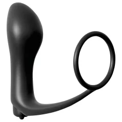 Analfantasy - analvibrator til finger med penisring - sort
