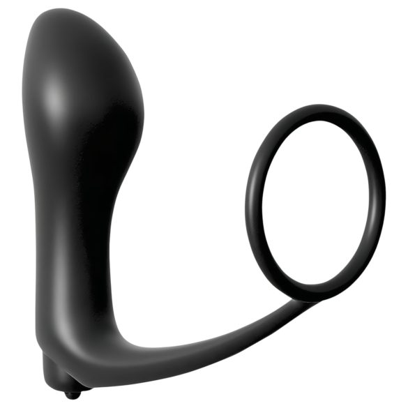 Analfantasy - analvibrator til finger med penisring - sort