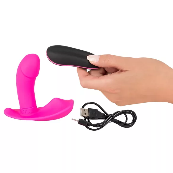 SMILE - trussevibrator - genopladelig, fjernbetjening - pink