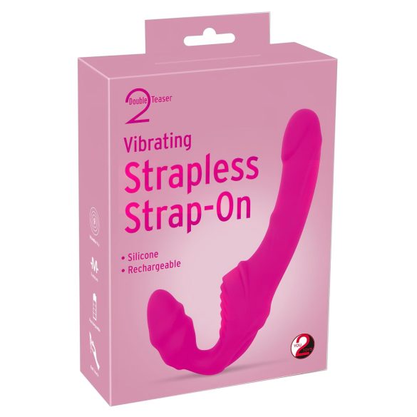 Double2Teaser - strapløs strap-on vibrator (pink)