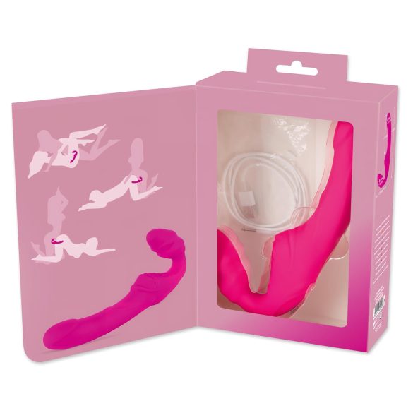 Double2Teaser - strapløs strap-on vibrator (pink)