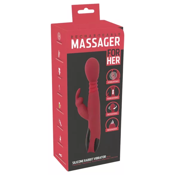 You2Toys Massager - støt-/roterende, opvarmende G-punktsvibrator (rød)