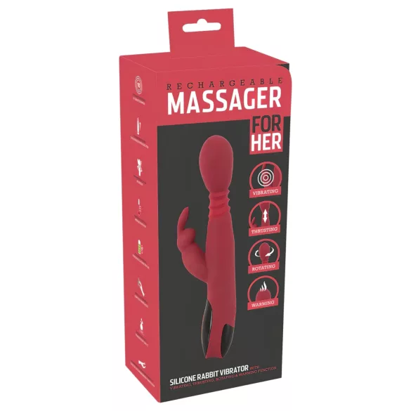 You2Toys Massager - støt-/roterende, opvarmende G-punktsvibrator (rød)