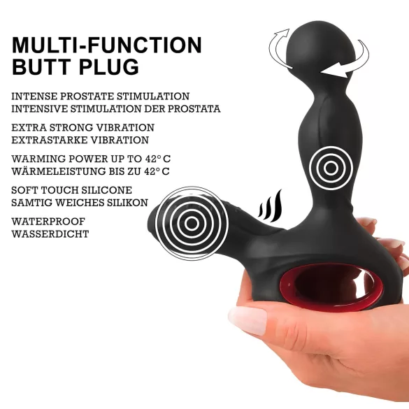 You2Toys - prostatavibrator med rotation og varme - sort