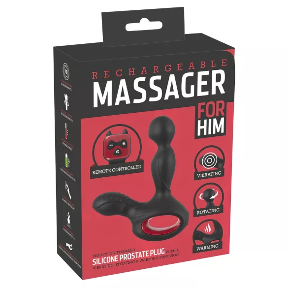 You2Toys - prostatavibrator med rotation og varme - sort