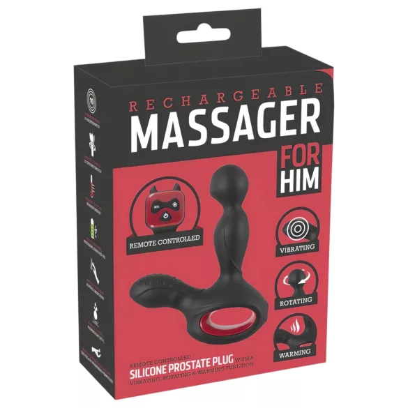You2Toys - prostatavibrator med rotation og varme - sort