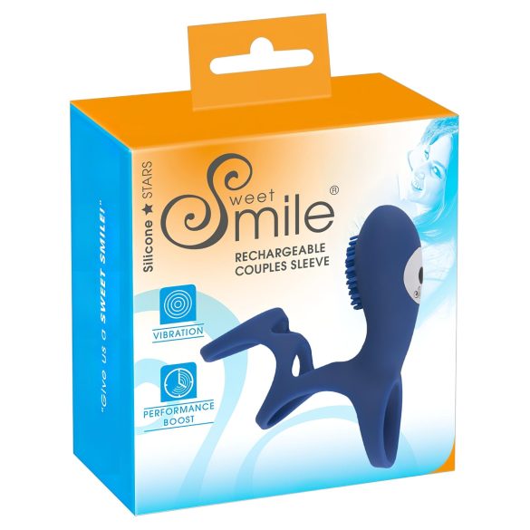 SMILE Par - genopladelig, vibrerende penisring (blå)