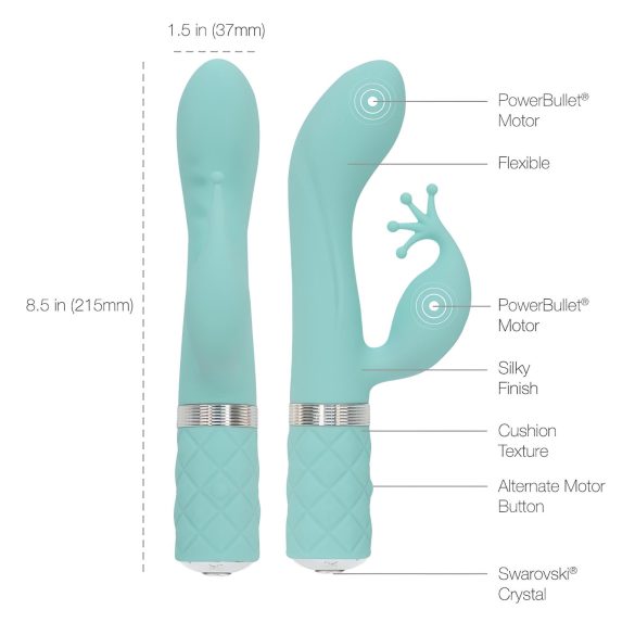 Pillow Talk Kinky - genopladelig, 2-motorers G-punkt vibrator (turkis)