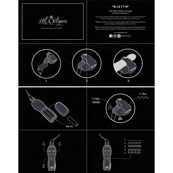 HOT Octopuss JETT - 2-motoriseret penishovedvibrator (sort)